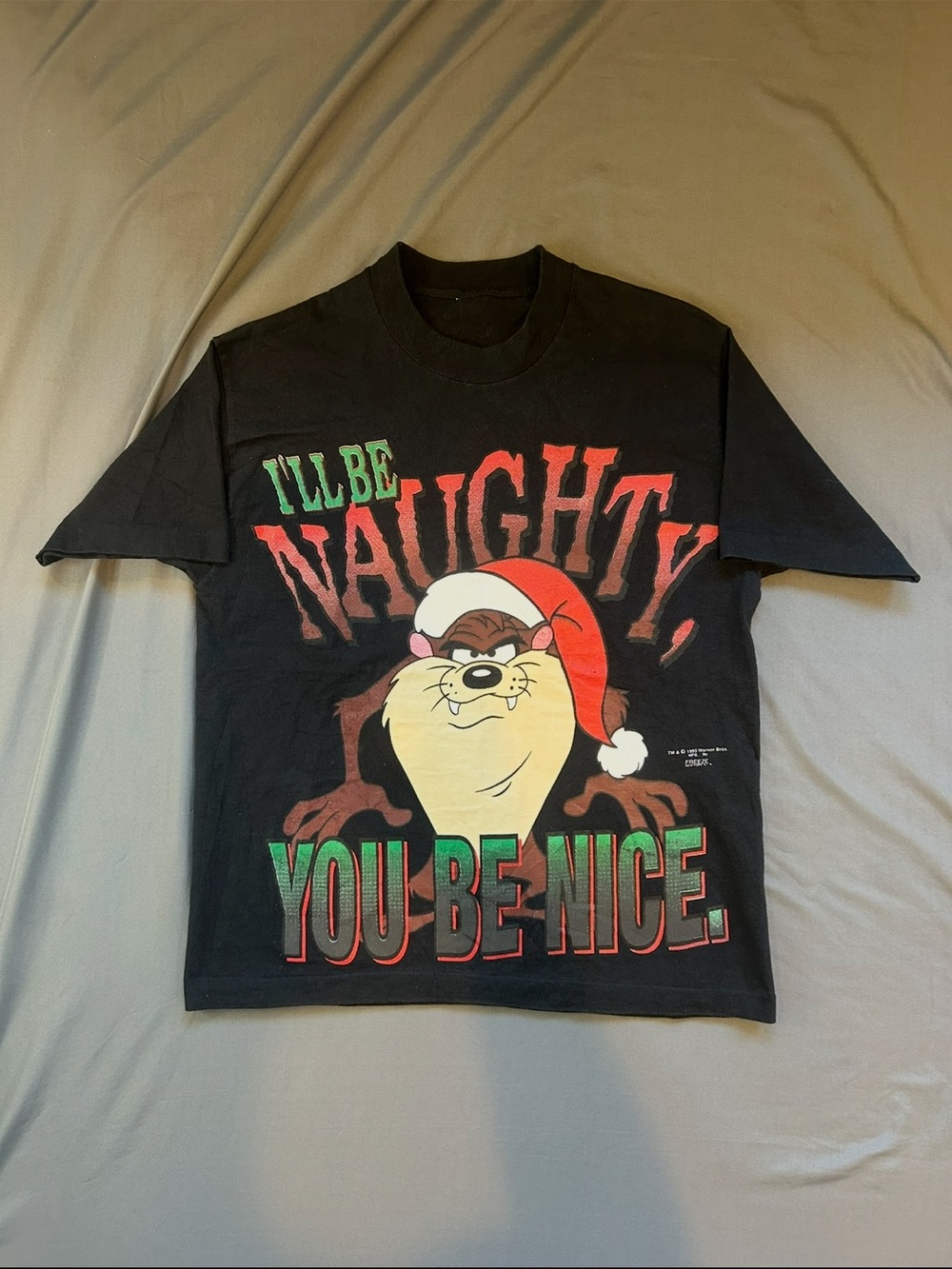 Warner Bros. Black Taz 'I'll Be Naughty, You Be Nice' Holiday Tee